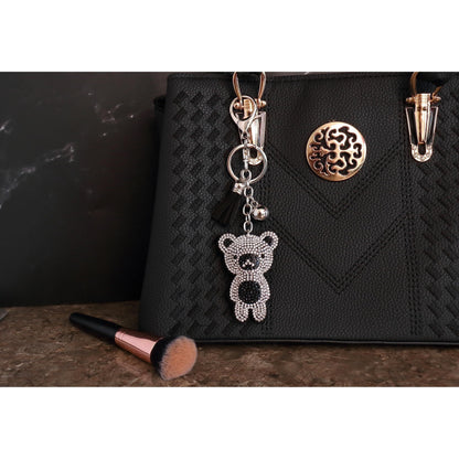 Panda Bear Crystal Keychain – Velvet Sparkle Tassel Charm – Clip Bag Keyring Gift for Girls-AuPra