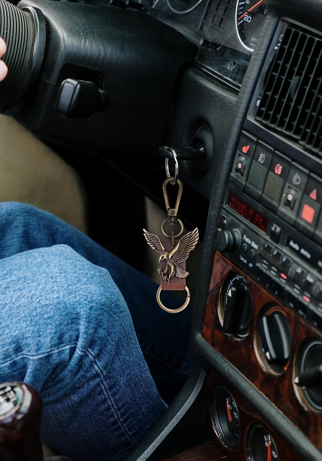 AuPra Eagle KeyChain Gift Women & Men Leather Bird KeyRing Home Car Keys Holder Present