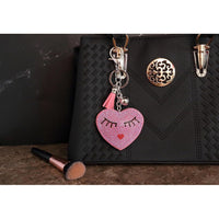 Eyelashes Heart Crystal Keychain – Velvet Sparkle Tassel Charm – Clip Bag Keyring Gift for Girls-AuPra