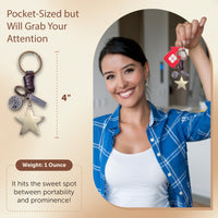 Star Keychain Charm – Handmade Vintage Leather – Wish Symbol Gift Keyring-AuPra