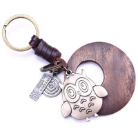 Owl Keychain Charm – Handmade Vintage Leather – Bird Lover Gift Keyring-AuPra