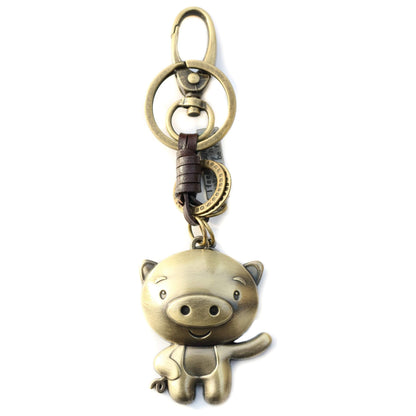 Zodiac Animal Keychain – Handmade Vintage Leather – Lucky Gift Keyring Collection-AuPra