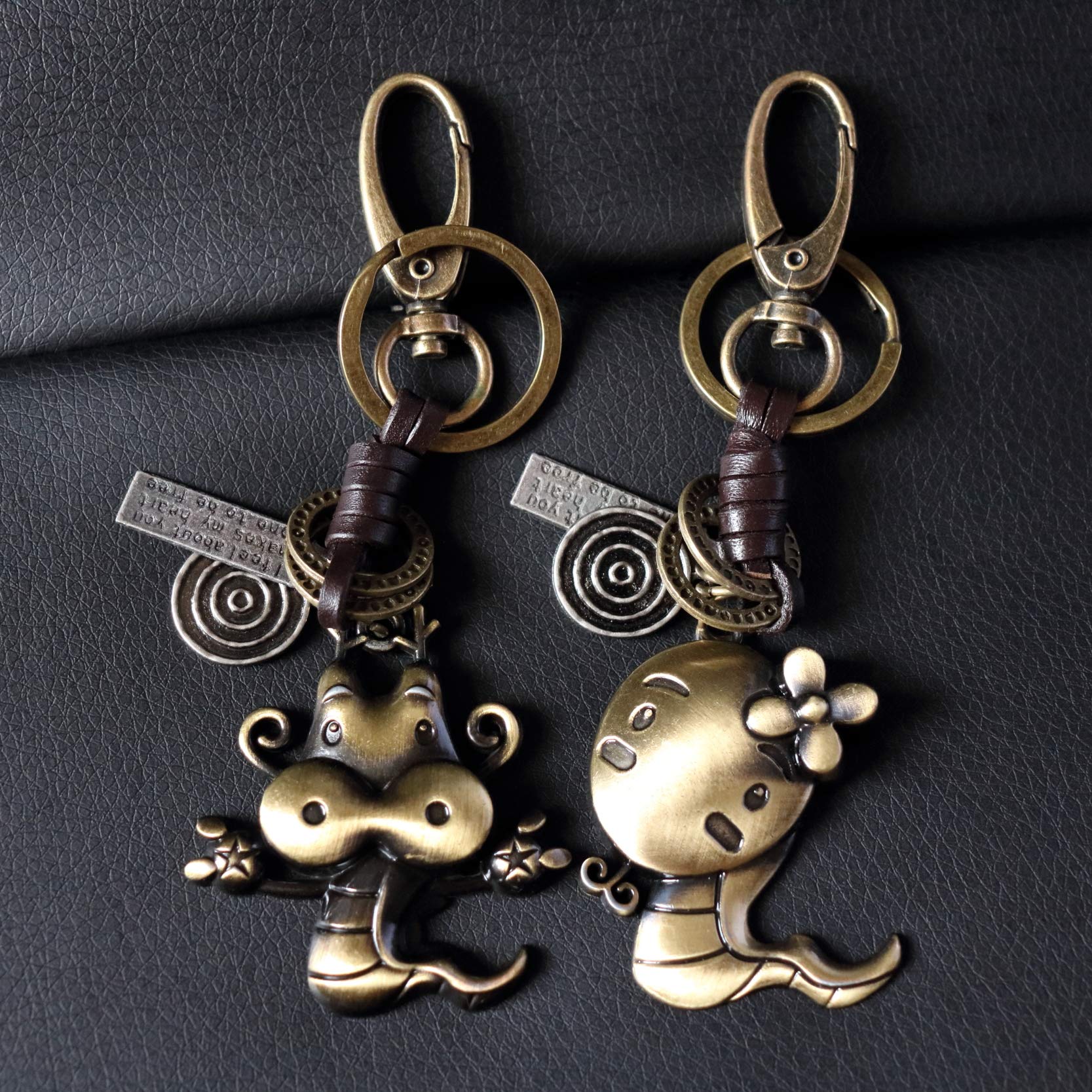 Zodiac Animal Keychain – Handmade Vintage Leather – Lucky Gift Keyring Collection-AuPra