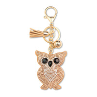 Owl Crystal Keychain – Velvet Sparkle Tassel Charm – Clip Bag Keyring Gift for Girls-AuPra