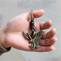 Eagle Keychain Charm – Handmade Vintage Leather – Bird Gift Keyring-AuPra