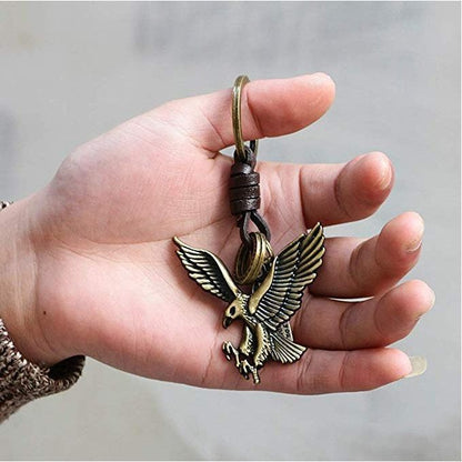 Eagle Keychain Charm – Handmade Vintage Leather – Bird Gift Keyring-AuPra