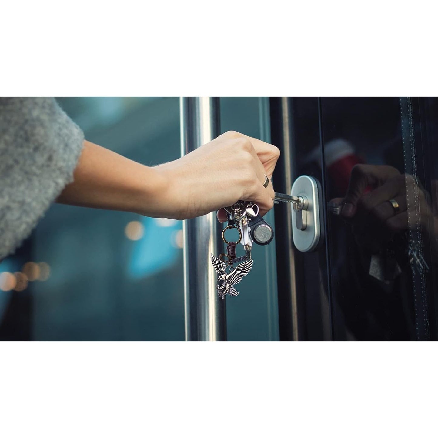 Eagle Keychain Charm – Handmade Vintage Leather – Bird Gift Keyring-AuPra