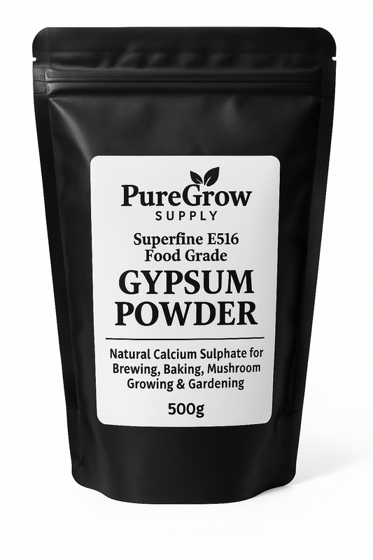 PureGrow Supply Gypsum Powder – Premium Grade Calcium Sulphate for Mushrooms & Gardening – Natural Superfine Additive in Resealable Pouch 5 KG