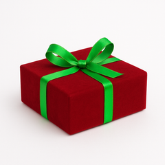 Cherry Red Box Green Ribbon