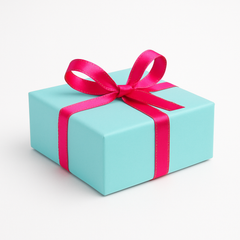 Bright Blue Box Pink Ribbon