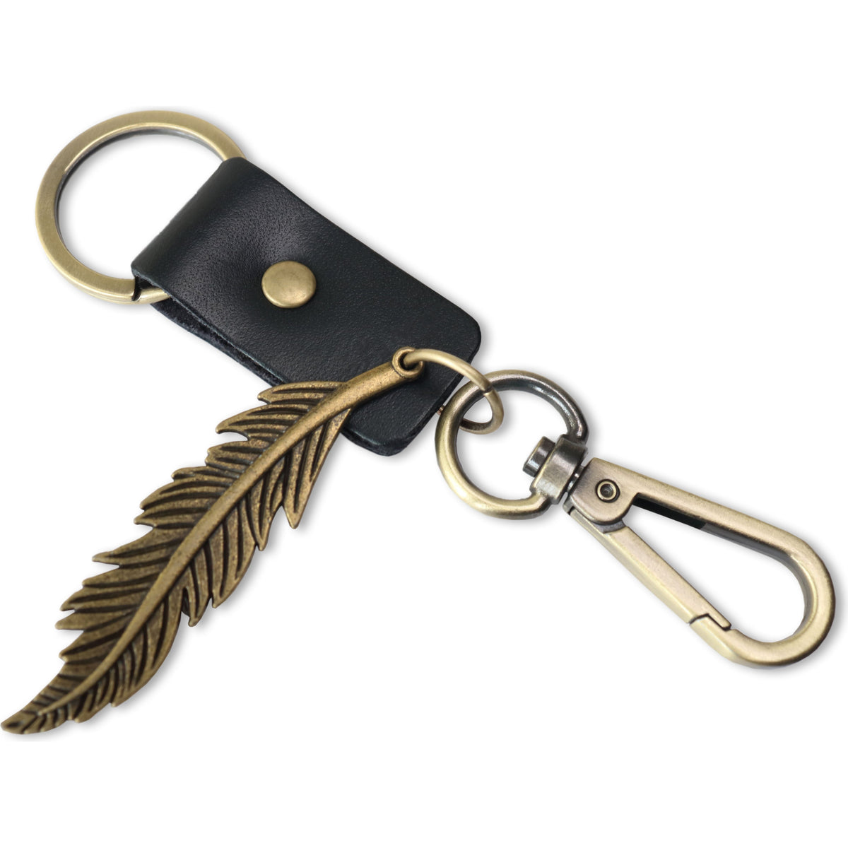 Feather Keychain Charm – Handmade Vintage Leather – Boho Style Gift Keyring-AuPra