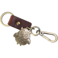 Owl Keychain Charm – Handmade Vintage Leather – Bird Gift Keyring-AuPra