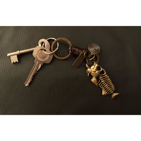 Fish Skeleton Keychain Gift – Handmade Vintage Leather – Unique Keyring Charm-AuPra