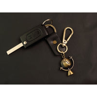 Globe Keychain Charm – Handmade Vintage Leather – Travel Lover Gift Keyring-AuPra