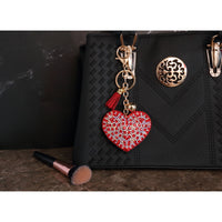 AuPra Crystal Heart Keyring – Red Sparkle Charm – Valentine Keychain Gift