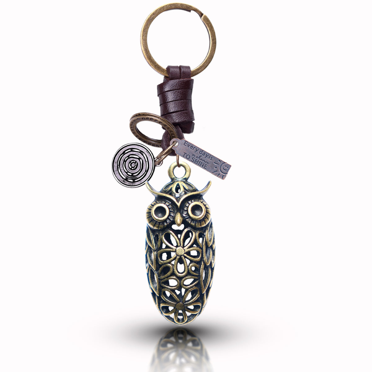 AuPra 3D Floral Owl Keyring – Elegant Charm Gift