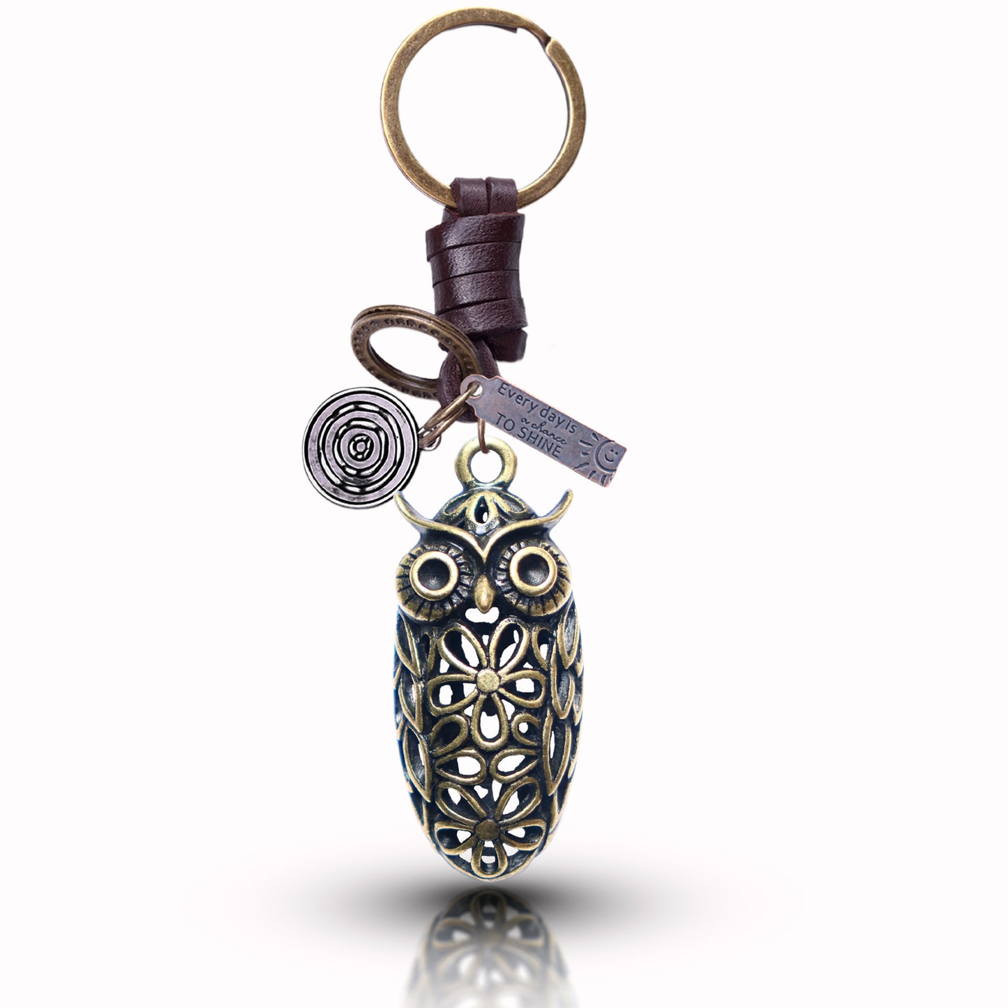 AuPra 3D Floral Owl Keyring – Elegant Charm Gift