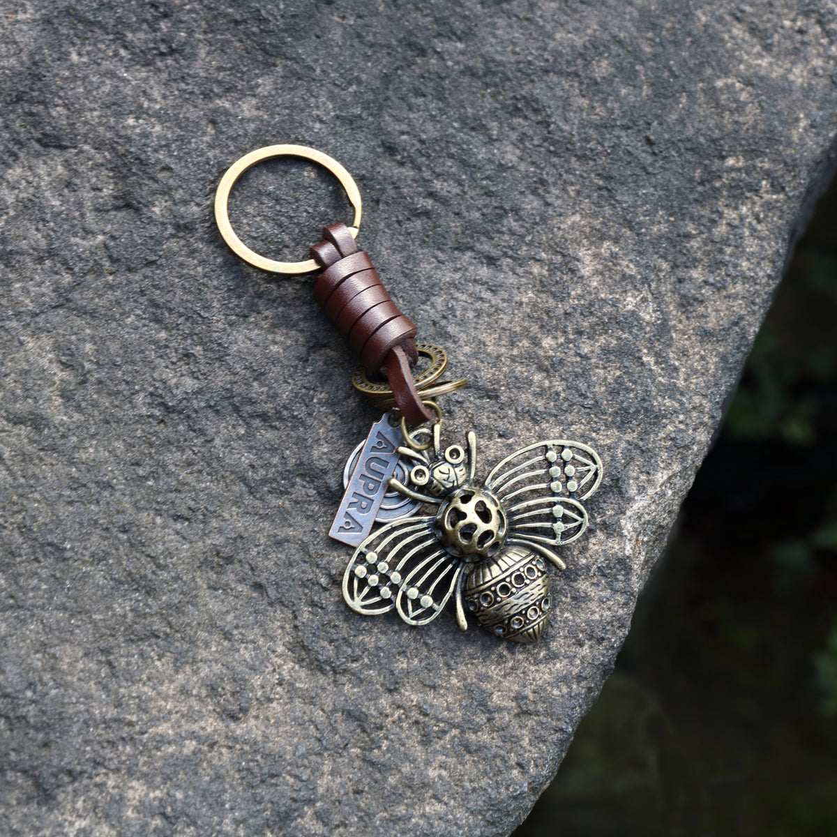 AuPra 3D Bumble Bee Keyring – Lucky Gift Charm