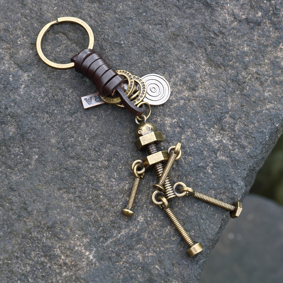 AuPra 3D Screw Robot Keyring – Bolt Charm Gift