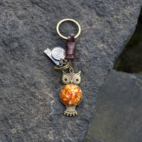 AuPra Amber Owl Keyring – Wisdom Bird Gift