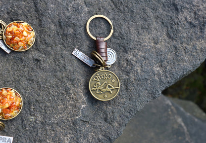 AuPra Virgo Keyring – Amber Star Sign - Zodiac Keychain Gift