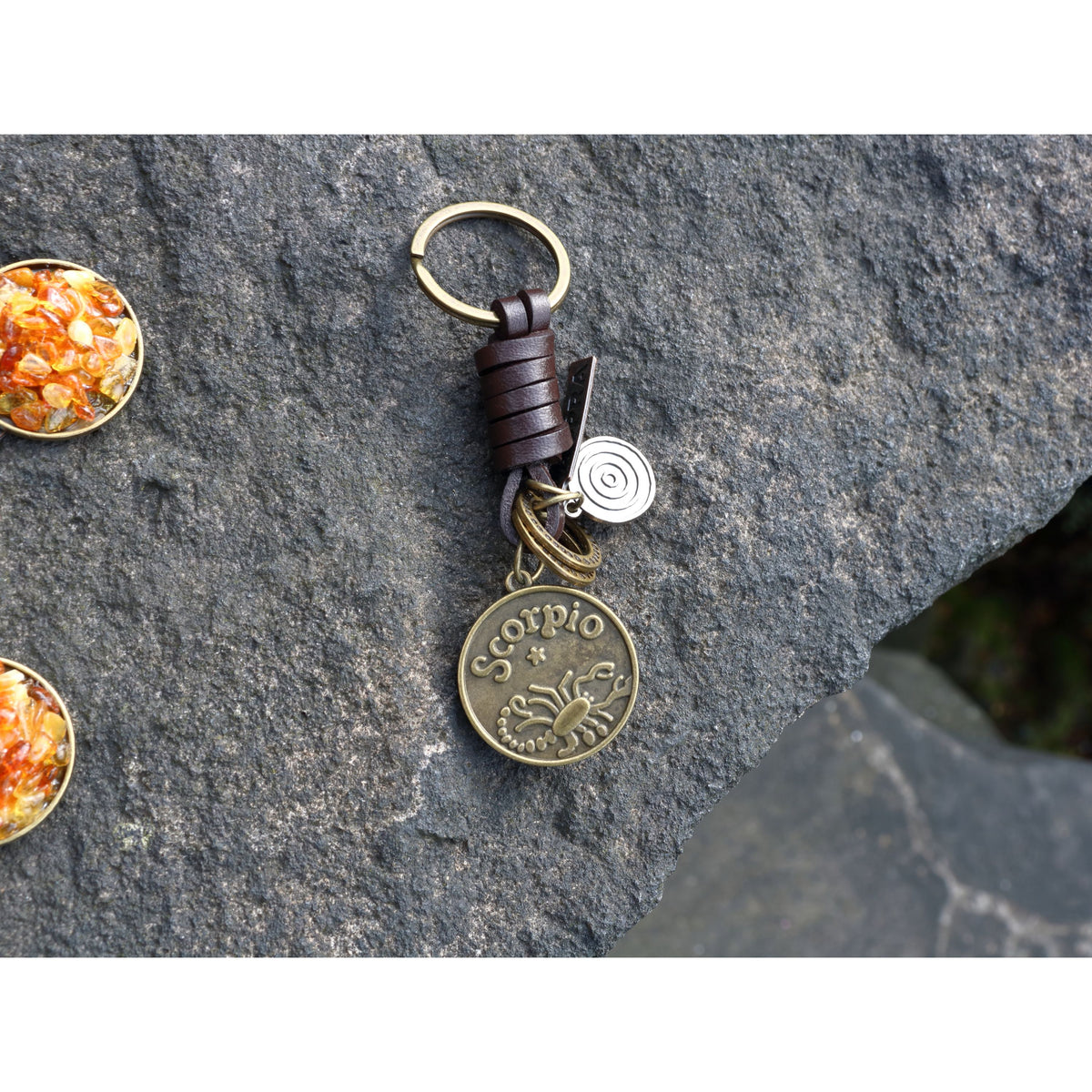 AuPra Scorpio Keyring – Amber Star Sign Gift