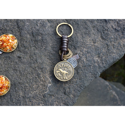 AuPra Aries Keyring – Amber Star Sign Gift