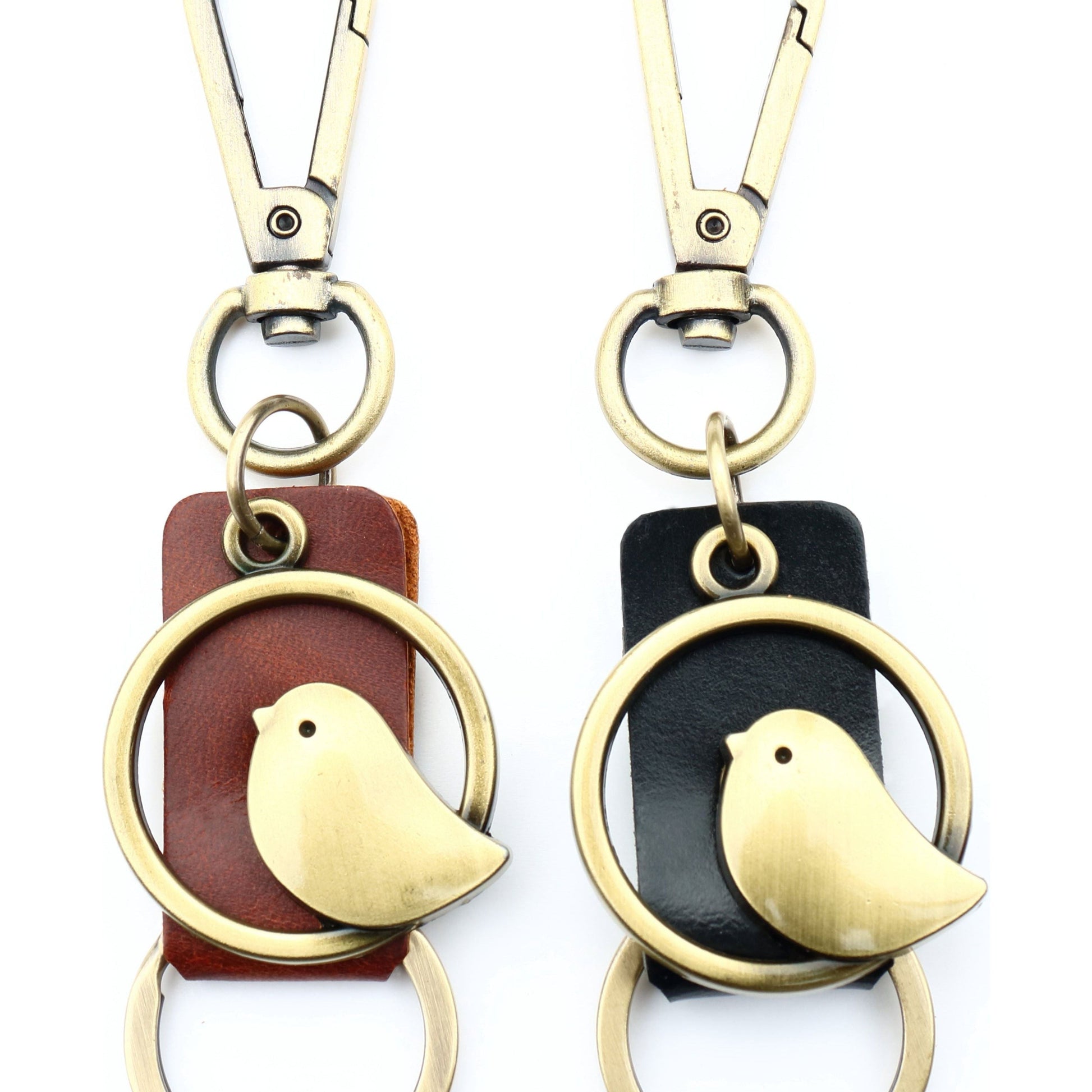 Bird Vintage Keychain – Handmade Leather Keyring – Keys Charm Gift-AuPra