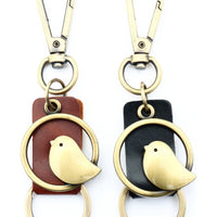Bird Vintage Keychain – Handmade Leather Keyring – Keys Charm Gift-AuPra