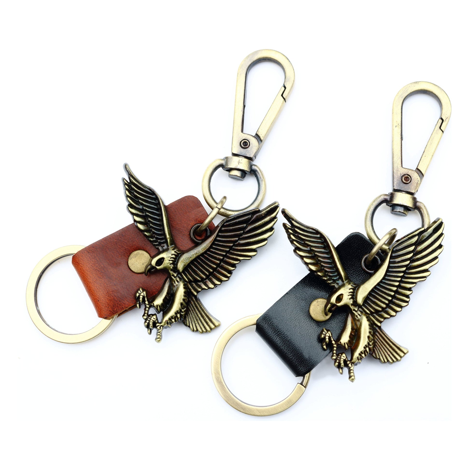 Eagle Keychain Charm – Handmade Vintage Leather – Bird Gift Keyring-AuPra