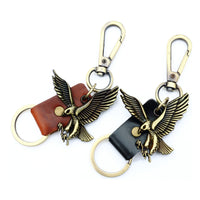 Eagle Keychain Charm – Handmade Vintage Leather – Bird Gift Keyring-AuPra