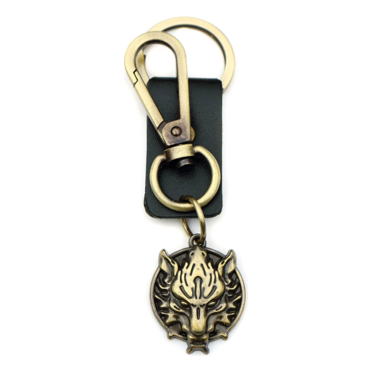 Wolf Keychain Charm – Handmade Vintage Leather – Wild Spirit Gift Keyring-AuPra