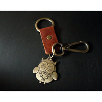 Owl Keychain Charm – Handmade Vintage Leather – Bird Gift Keyring-AuPra