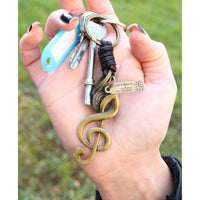 Treble Clef Keychain Charm – Handmade Vintage Leather – Music Note Gift Keyring-AuPra