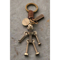 3D Screw Bolt Robot Keychain – Handmade Vintage Leather – Funny Gift Keyring Charm-AuPra