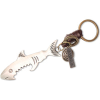 Shark Bottle Opener Keychain – Handmade Vintage Leather – Fisherman Gift Keyring-AuPra