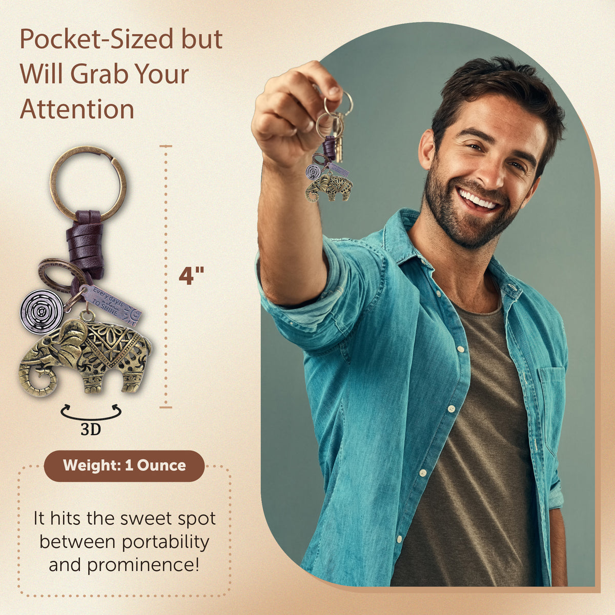AuPra 3D Elephant Keyring – Personalised Lucky Gift