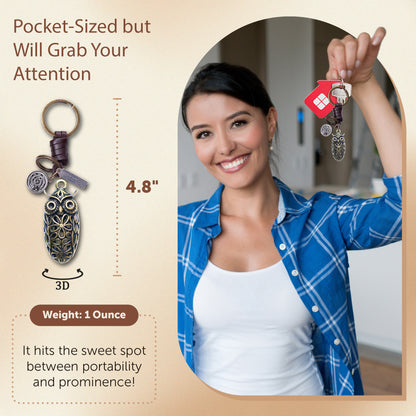 AuPra 3D Floral Owl Keyring – Elegant Charm Gift