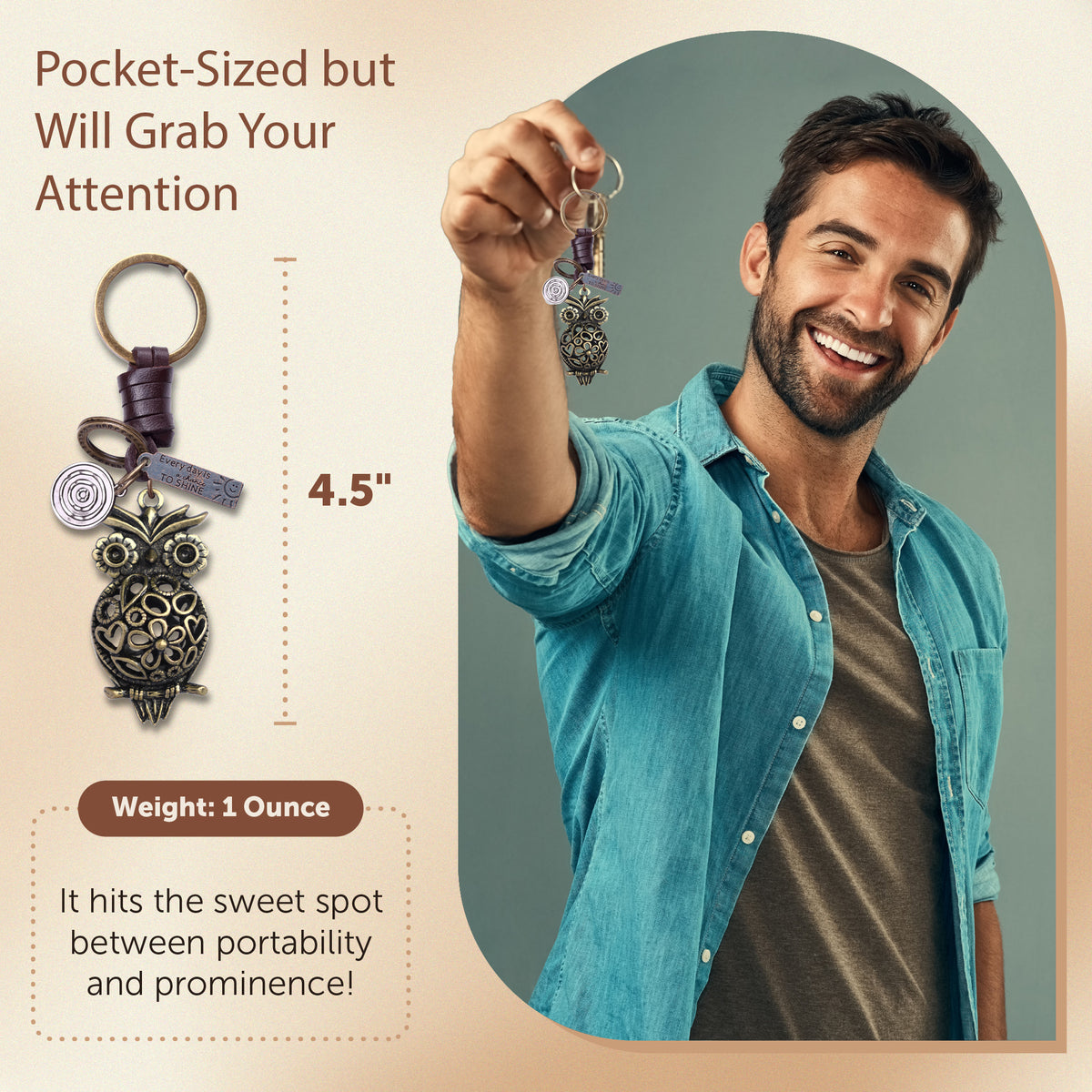 AuPra 3D Owl Keyring – Meaningful Gift Charm