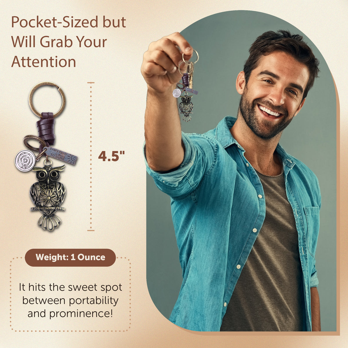 AuPra 3D Night Owl Keyring – Mystical Gift Charm
