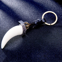 Fang Keychain Charm – Handmade Vintage Leather – Tooth Amulet Keyring-AuPra