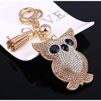 Owl Crystal Keychain – Velvet Sparkle Tassel Charm – Clip Bag Keyring Gift for Girls-AuPra