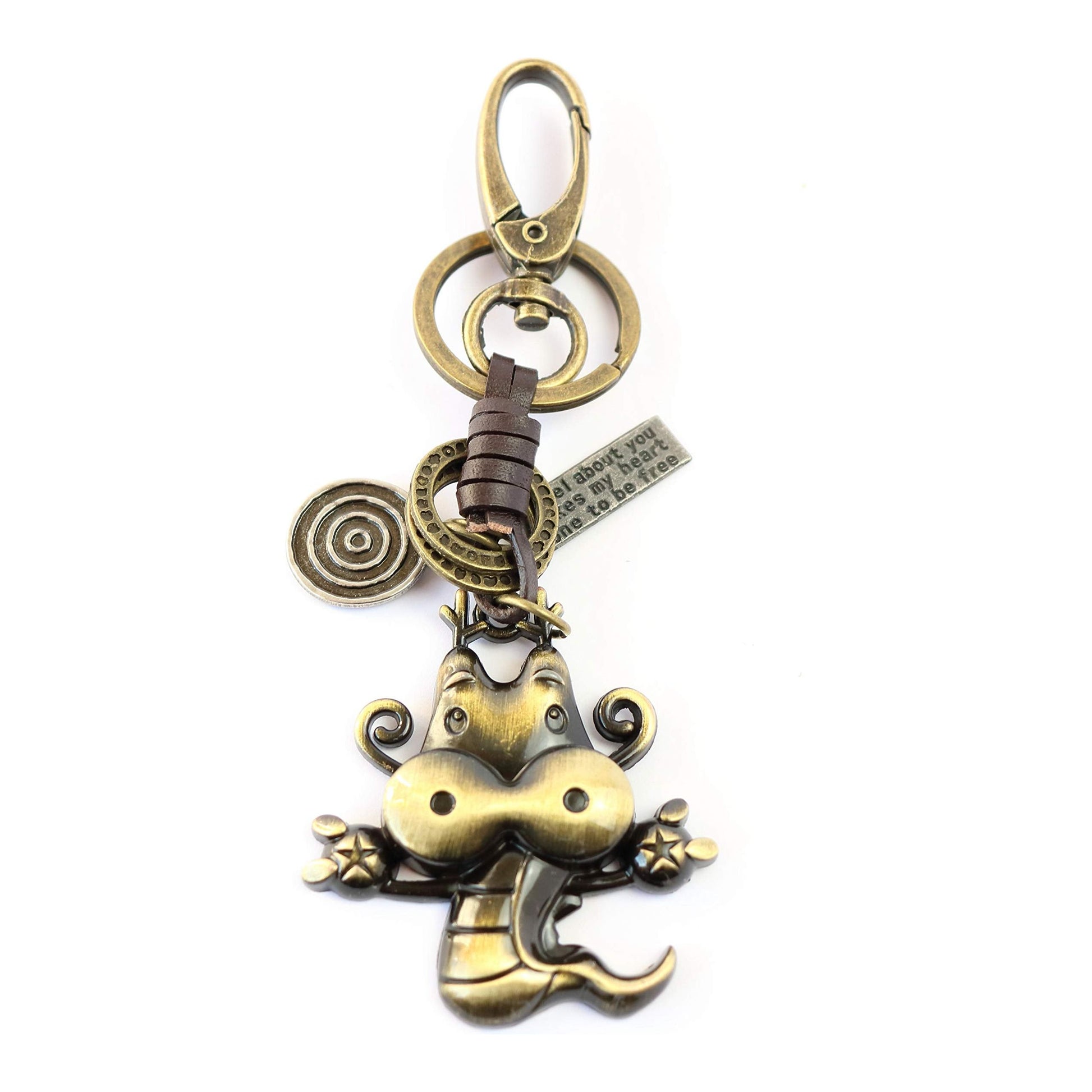 Zodiac Animal Keychain – Handmade Vintage Leather – Lucky Gift Keyring Collection-AuPra