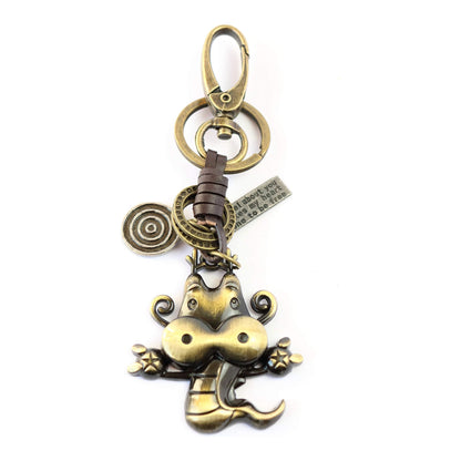 Zodiac Animal Keychain – Handmade Vintage Leather – Lucky Gift Keyring Collection-AuPra