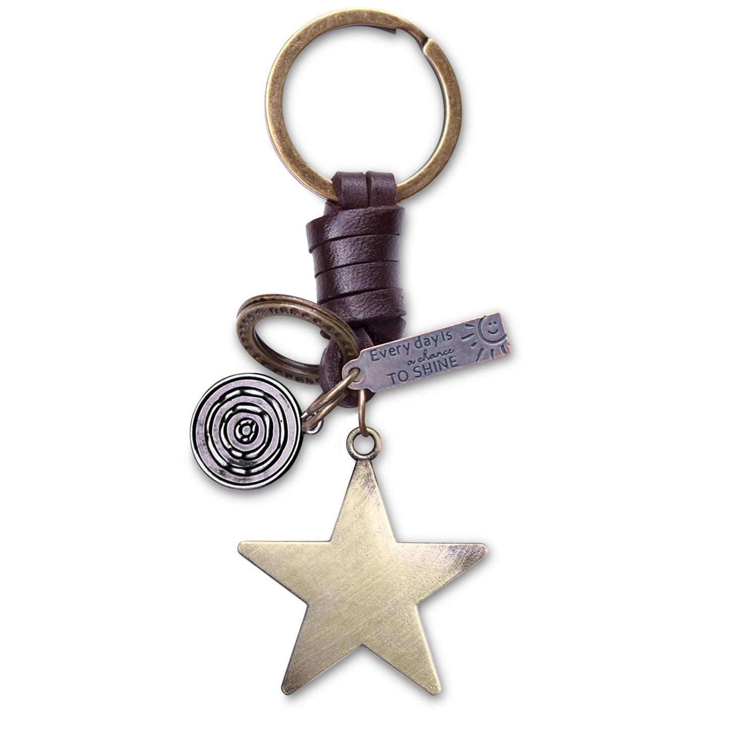 Star Keychain Charm – Handmade Vintage Leather – Wish Symbol Gift Keyring-AuPra
