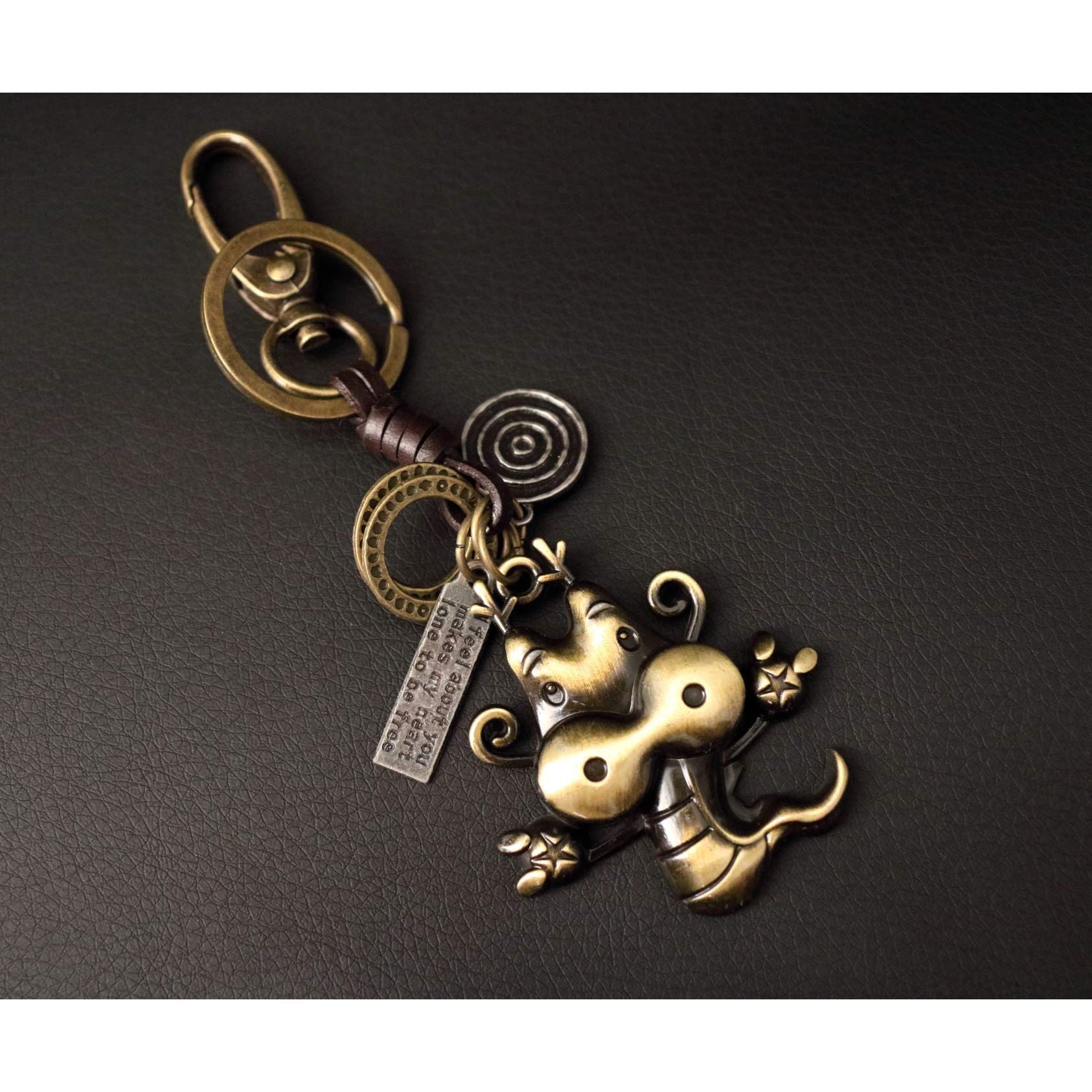 Zodiac Animal Keychain – Handmade Vintage Leather – Lucky Gift Keyring Collection-AuPra