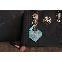 Heart Crystal Keychain – Velvet Sparkle Tassel Charm – Clip Bag Keyring Gift for Girls-AuPra