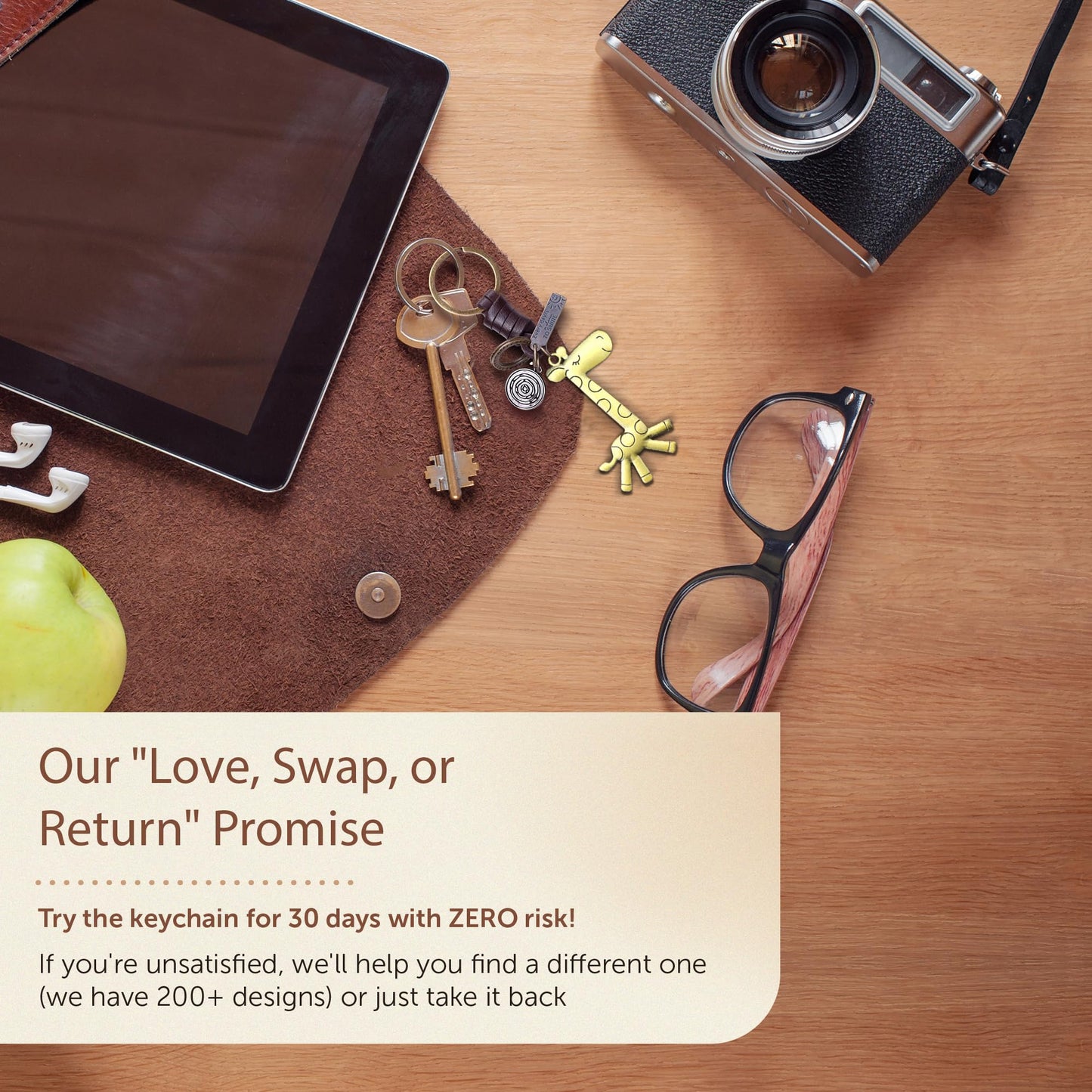 Giraffe Keychain Charm – Handmade Vintage Leather – Animal Lover Gift Keyring-AuPra