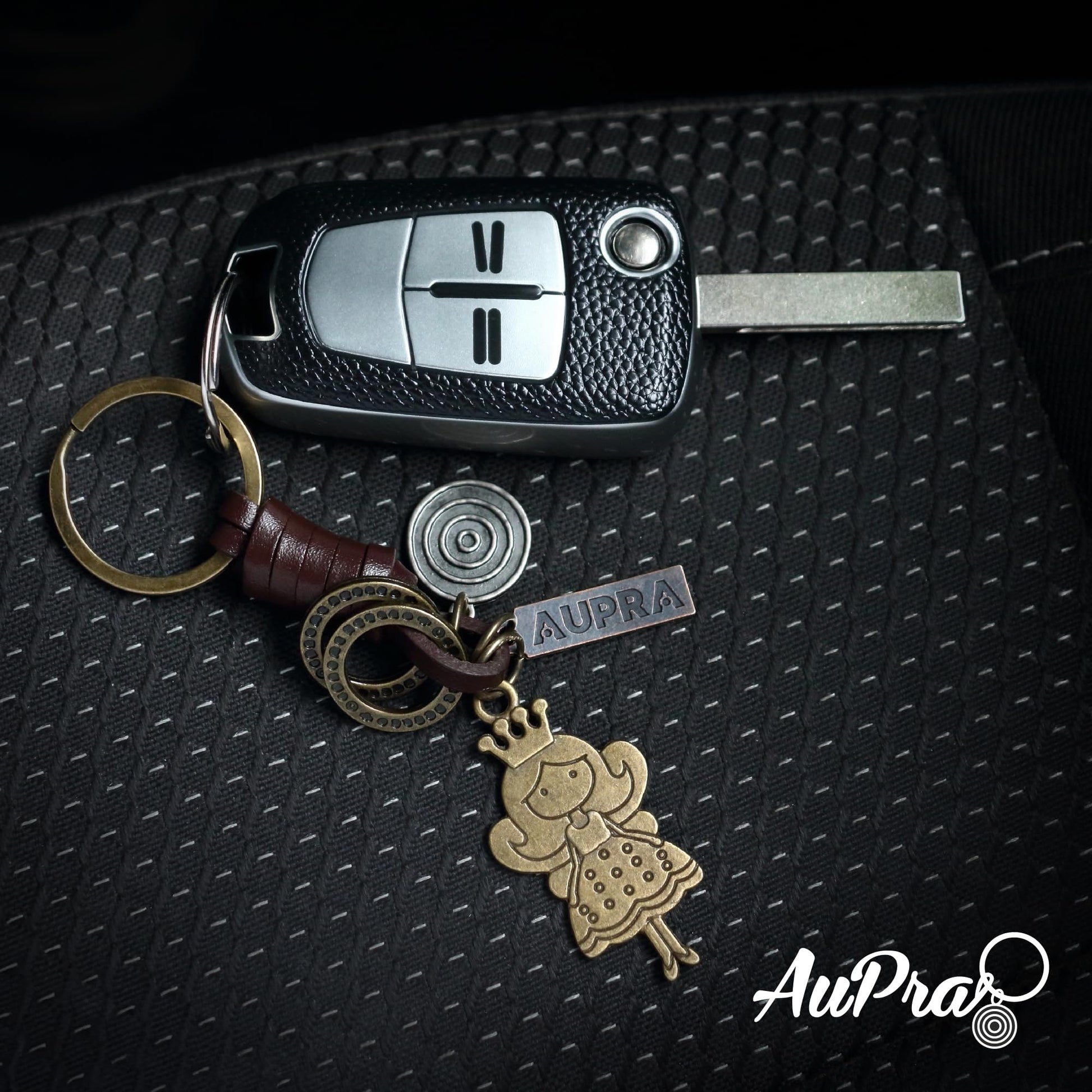 Princess Crown Keychain Charm – Handmade Vintage Leather – Queen Gift Keyring-AuPra
