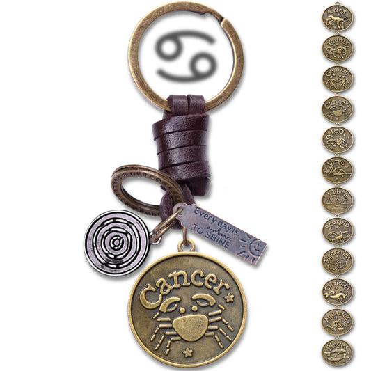 AuPra Cancer Keyring – Amber Star Sign - Zodiac Keychain Gift